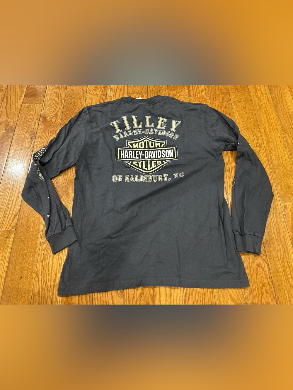 Vintage Harley Davidson‎ Shirt L Tilley Salisbury NC Long Sleeve Pocket Tee Gray - Picture 6 of 8